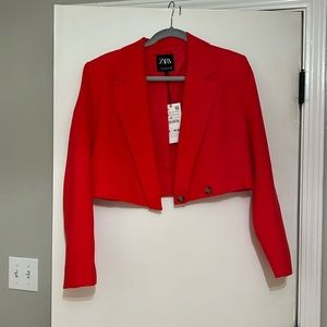 Red cropped jacket